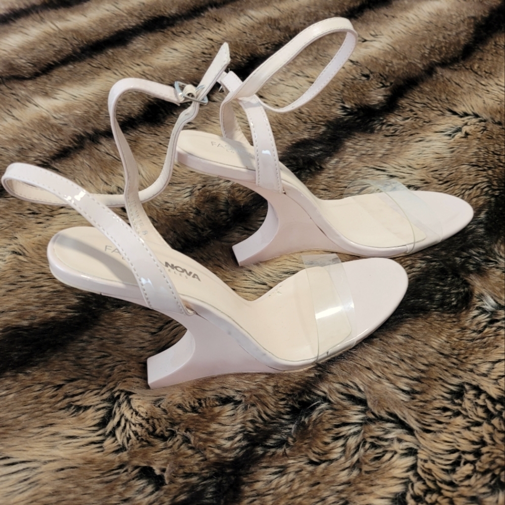 Clear strap Heels Size 8 Cream